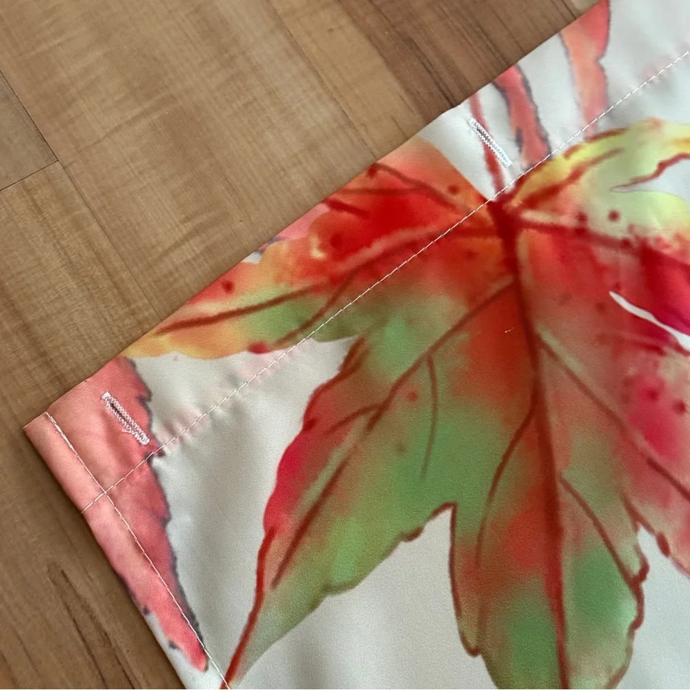 Colorful Oversized Autumn Fall Leaves & Birds Print Fabric Shower Curtain 🍁